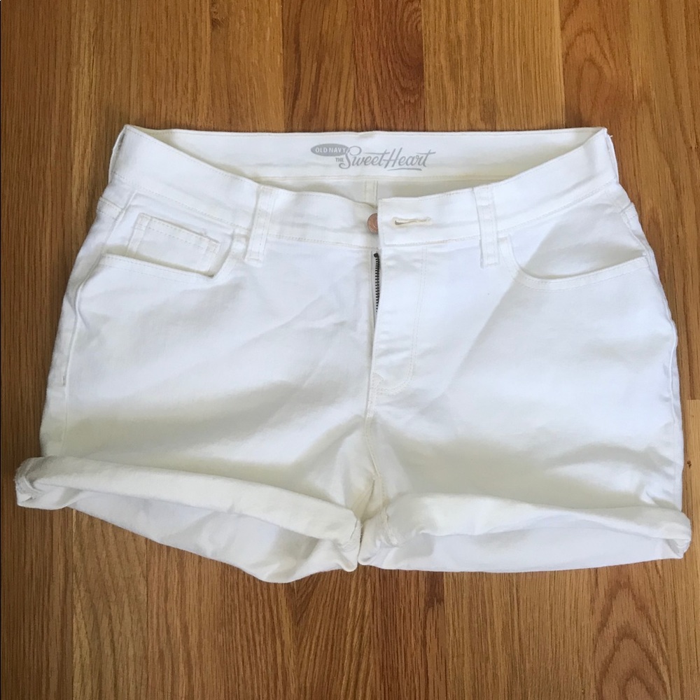 White jean shorts